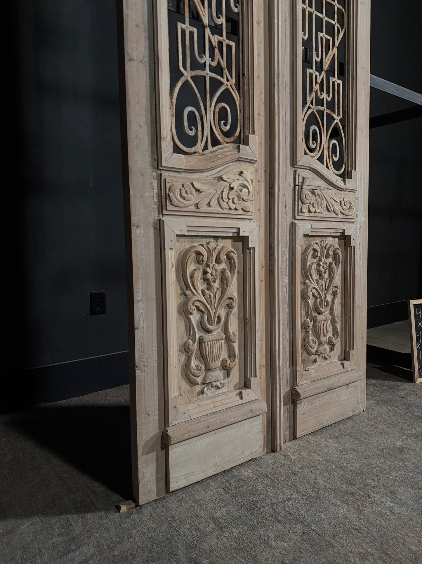 Antique Carved Iron French Doors - 44.5x99.5 - N272