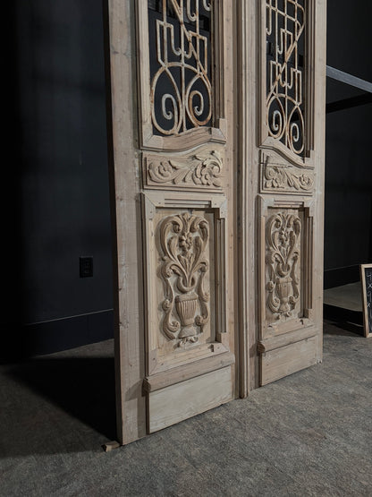 Antique Carved Iron French Doors - 44.5x99.5 - N272