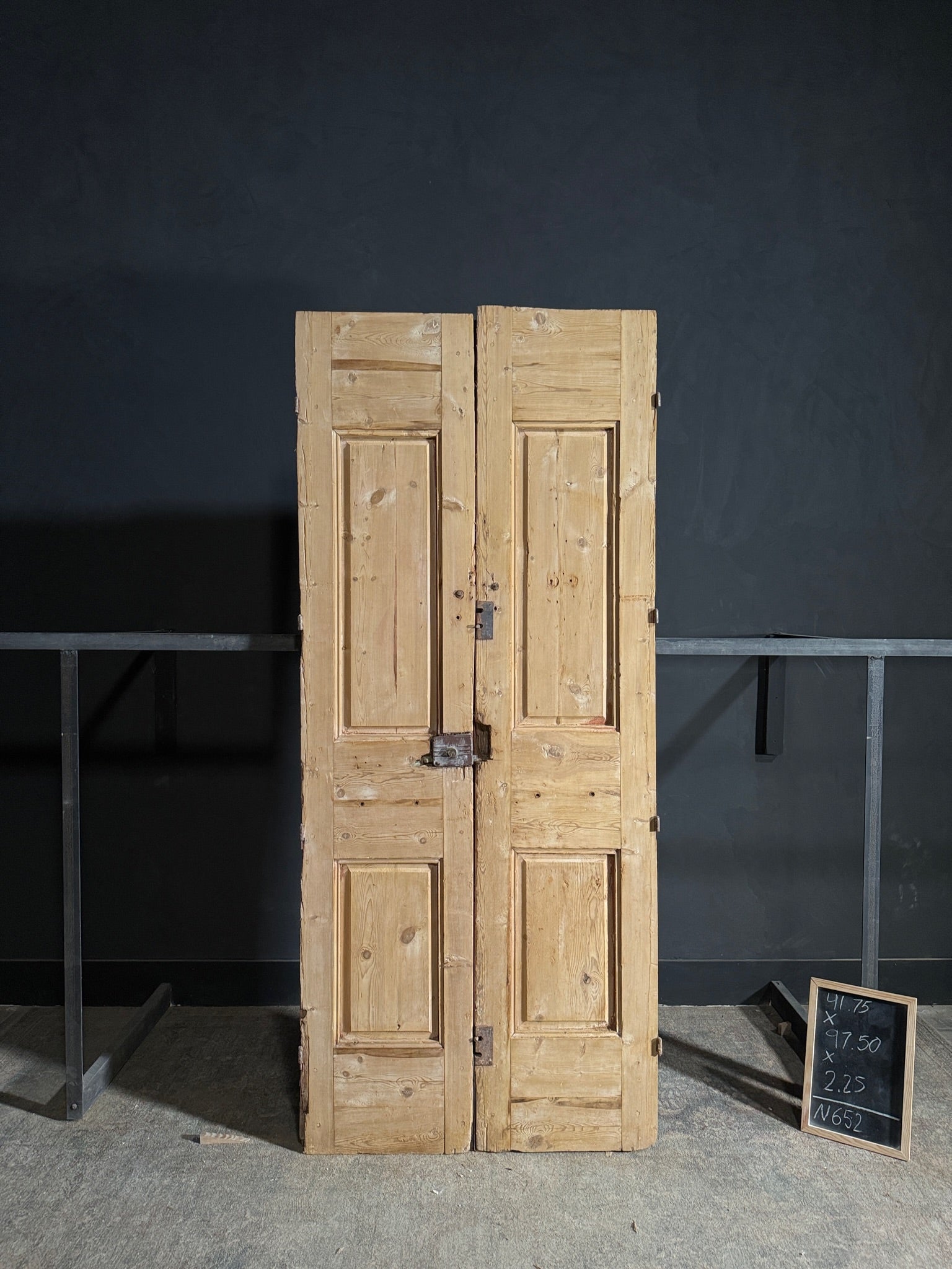 Antique Carved 4 Panel Double Doors - 41.75x97.5 - N652