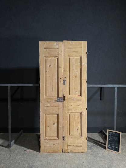 Antique Carved 4 Panel Double Doors - 41.75x97.5 - N652