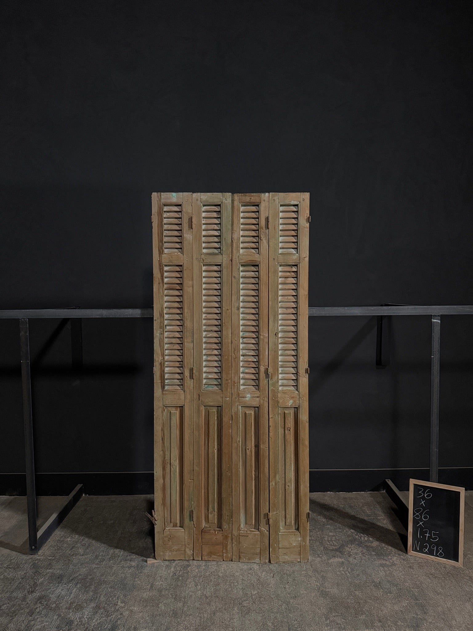 Antique Louvered 3 Panel Bi-Fold Doors - 36x86 - N298