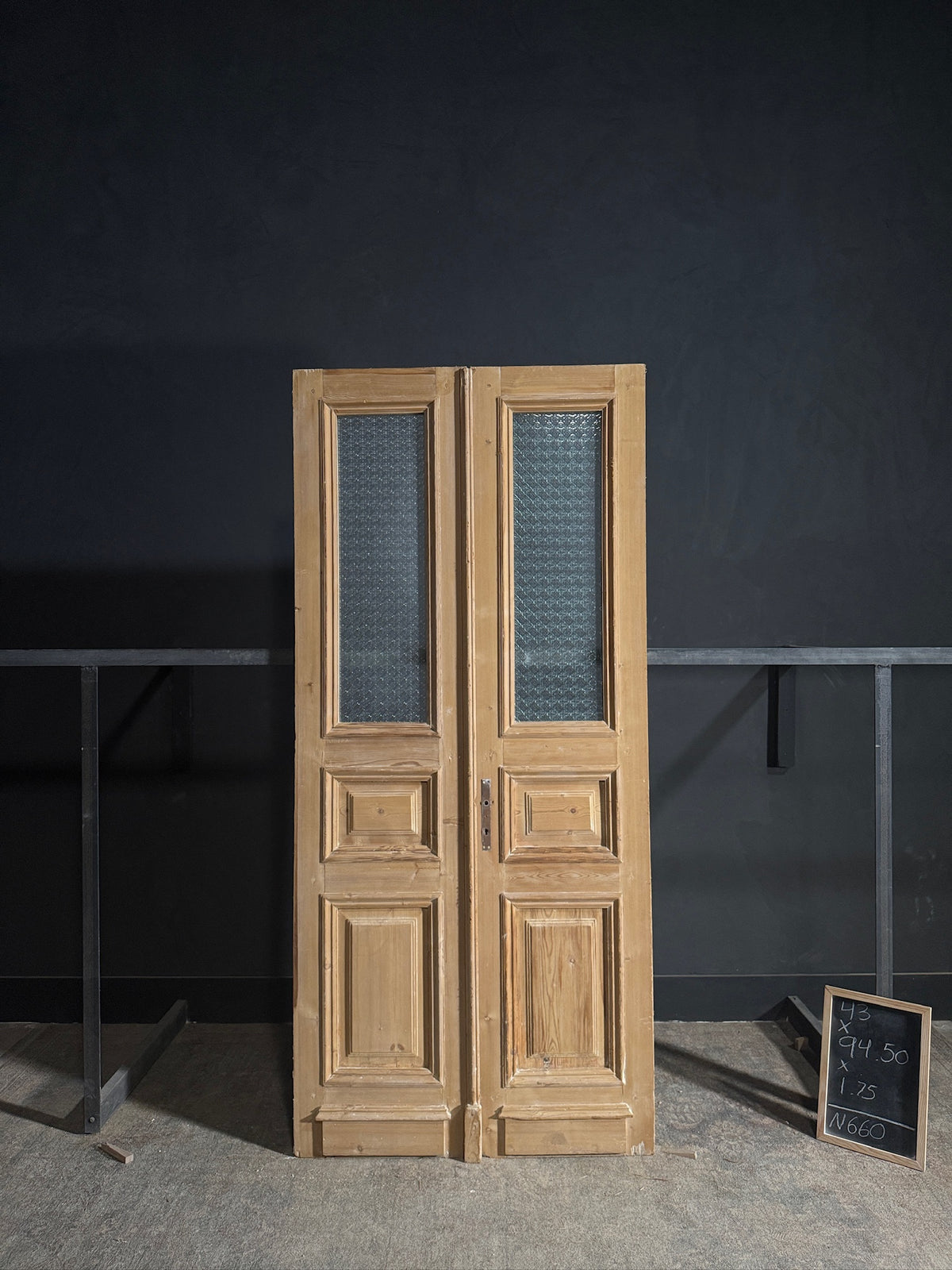 Antique Obscured Glass 1 Lite French Doors - 43x94.5 - N660