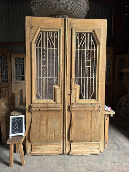 Large Antique Iron Entry Doors - 57.25x98 K267