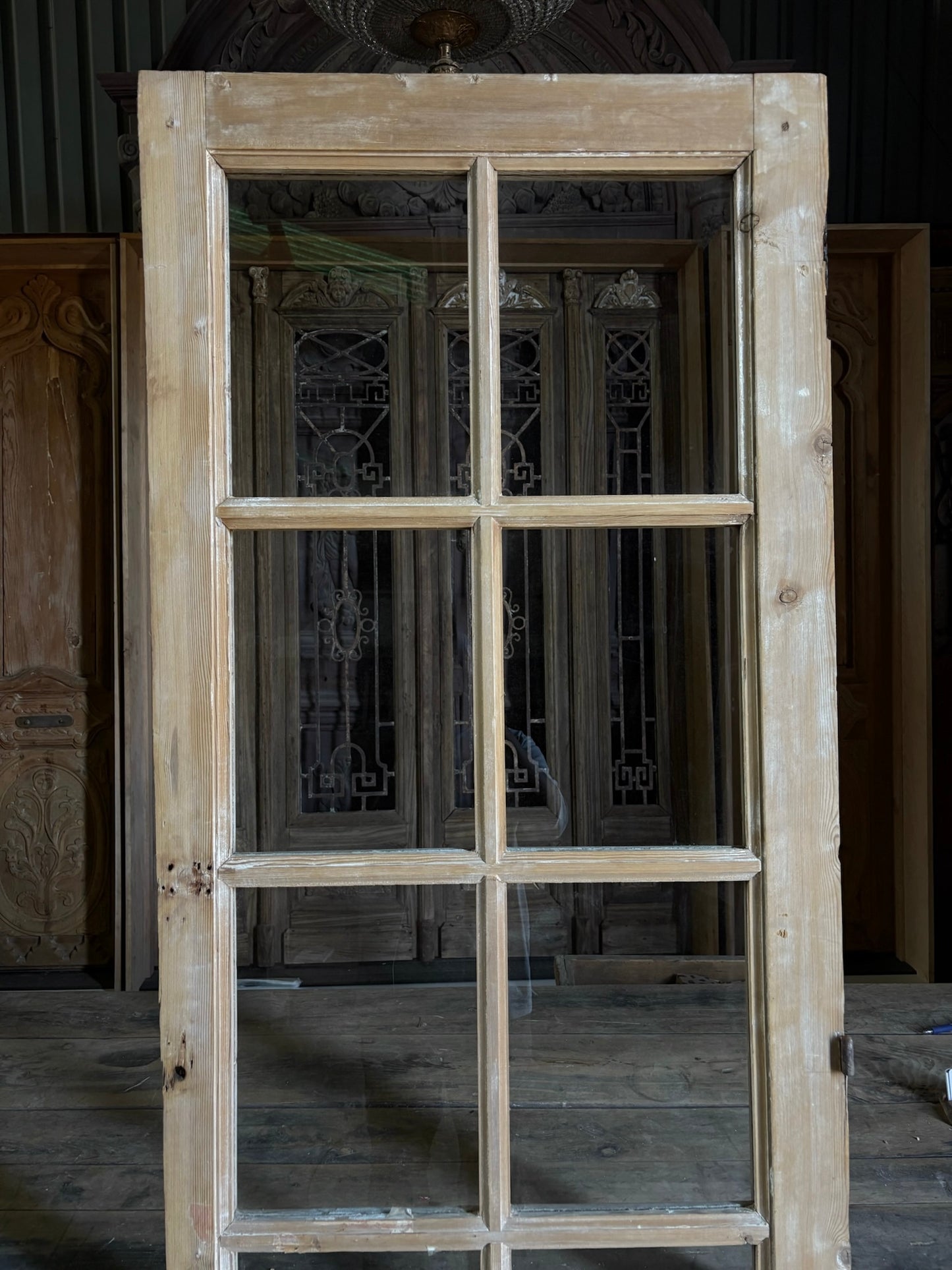 8 Lite Antique Glass Single Door - 27.5x83 - L76