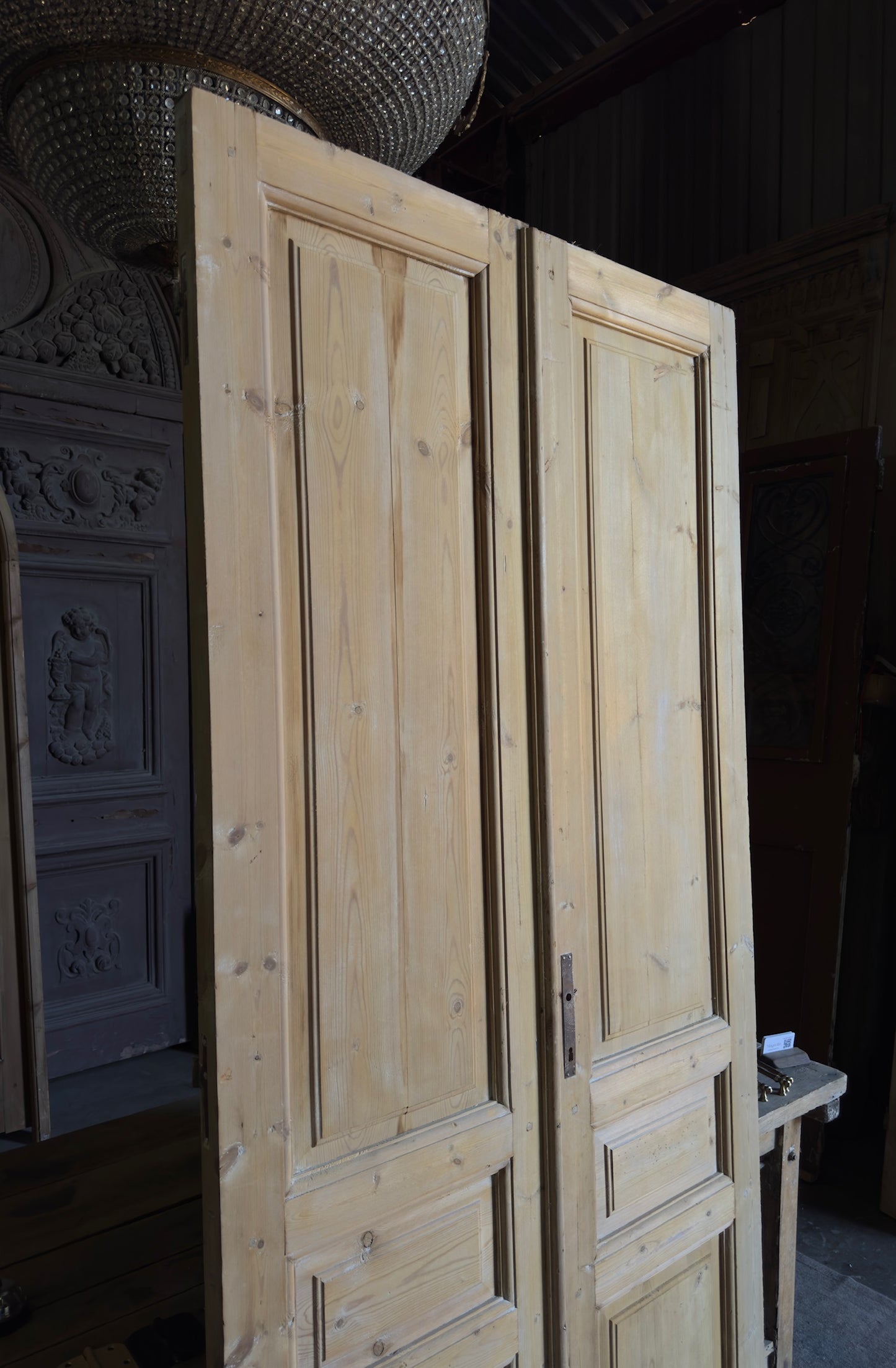 3 Panel Antique Solid French Doors - 44x93 - L339