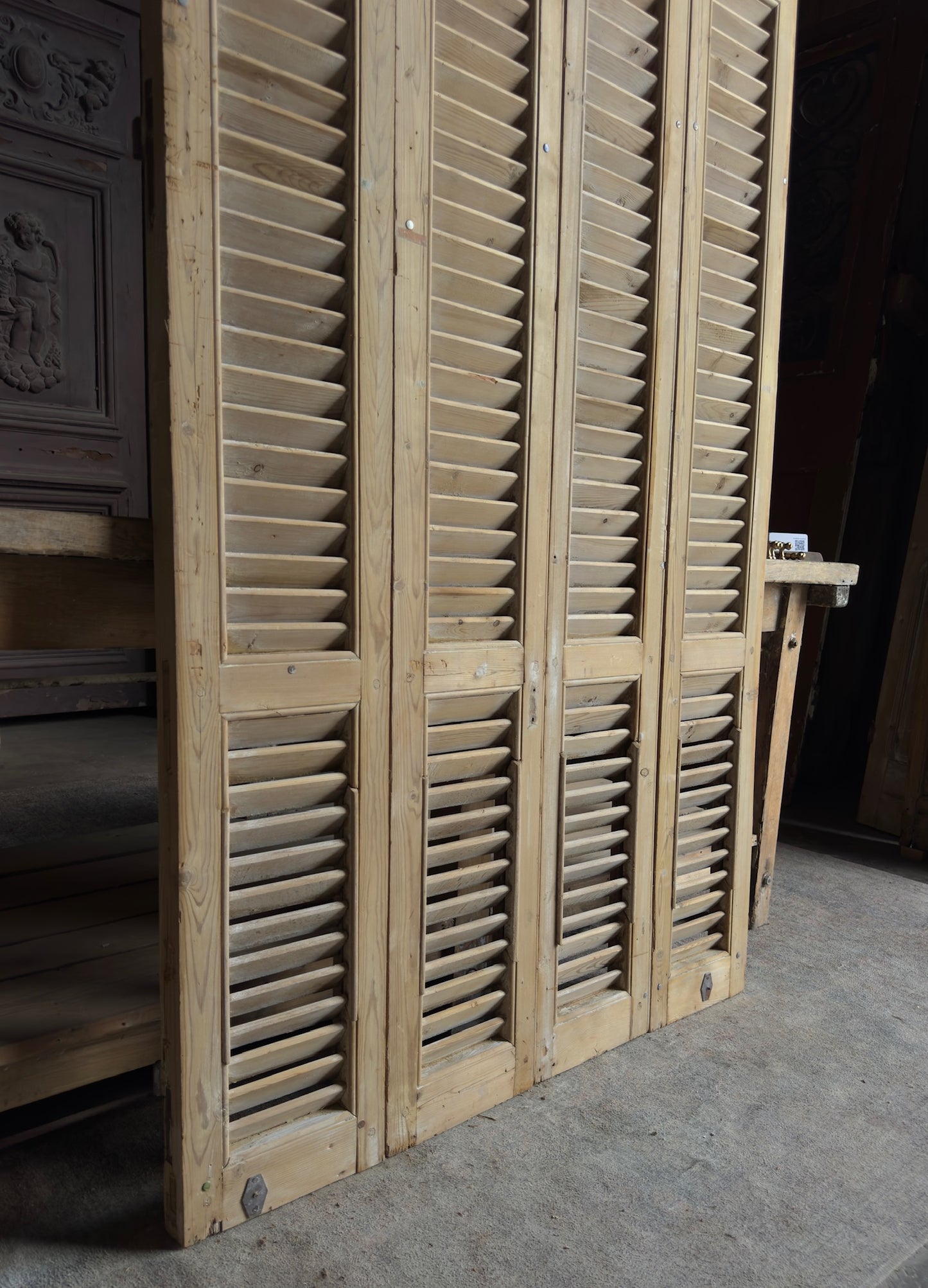 European French Antique Louvered Shutters - 43x89.5 - L411