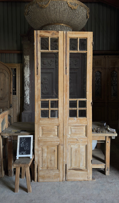Antique Glass 4 Lite French Doors - 38x98.5 - L696