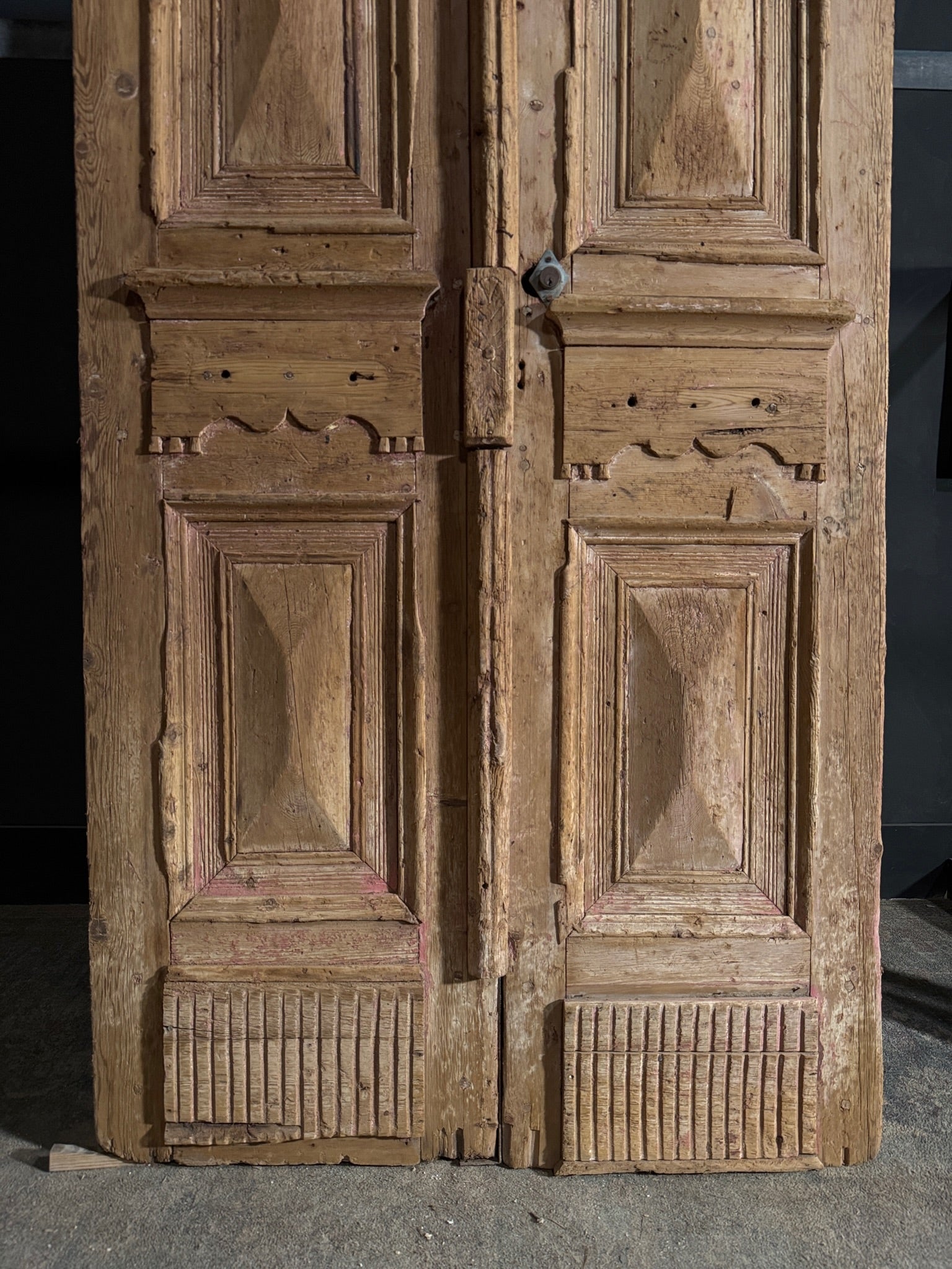 Antique Carved 4 Panel Double Doors - 41.75x97.5 - N652