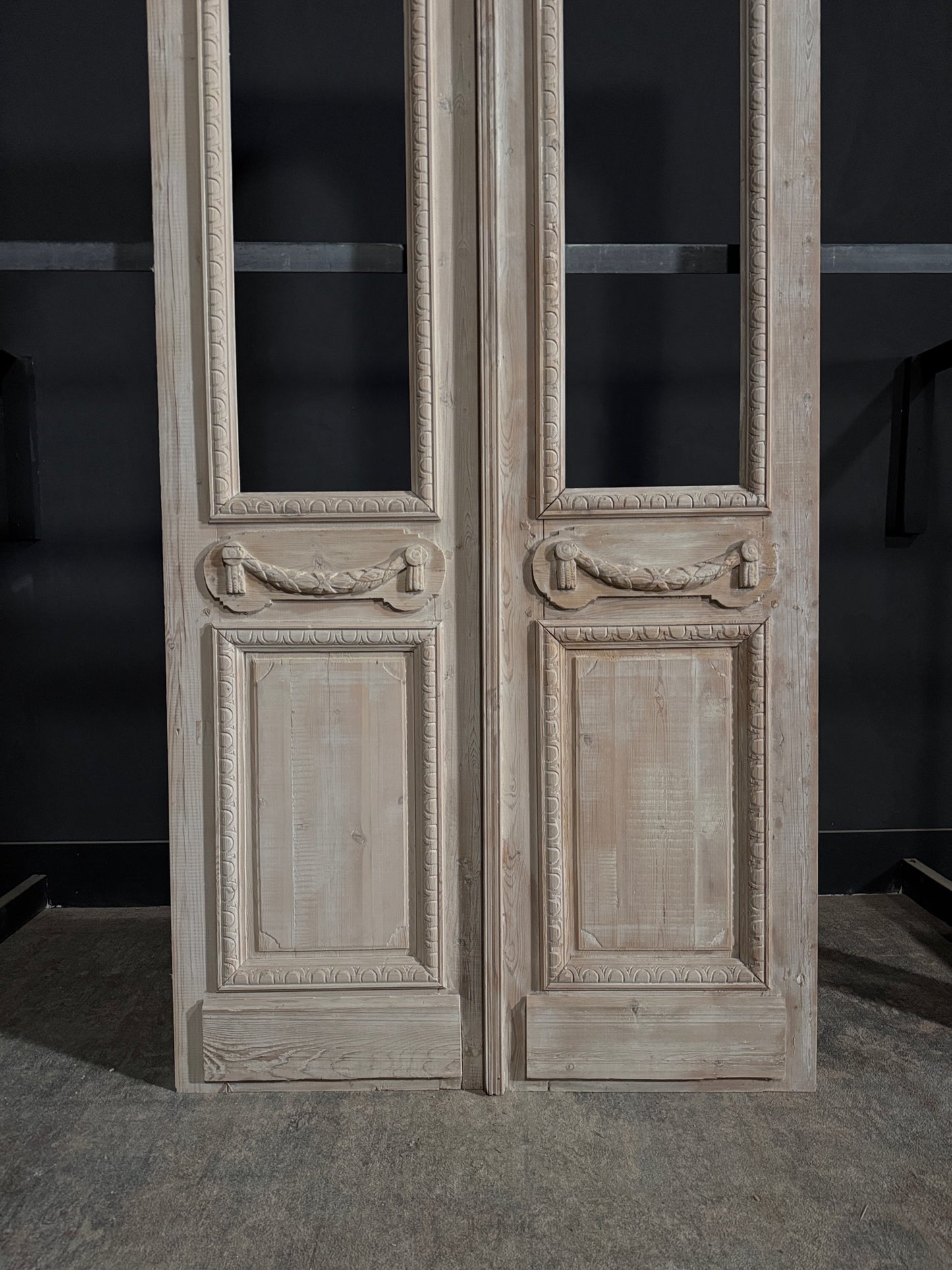 Antique Carved Arched Double Doors - 45.5x99.75 - N341