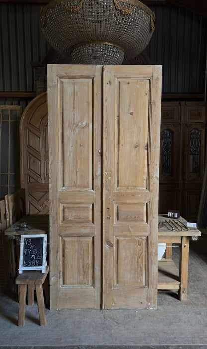 3 Panel Antique Solid French Doors - 43x94.5 - L384