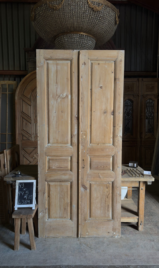 3 Panel Antique Solid French Doors - 43x94.5 - L384