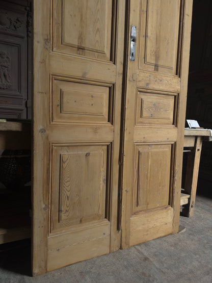 3 Panel Antique Solid French Doors - 42x100.25 J349