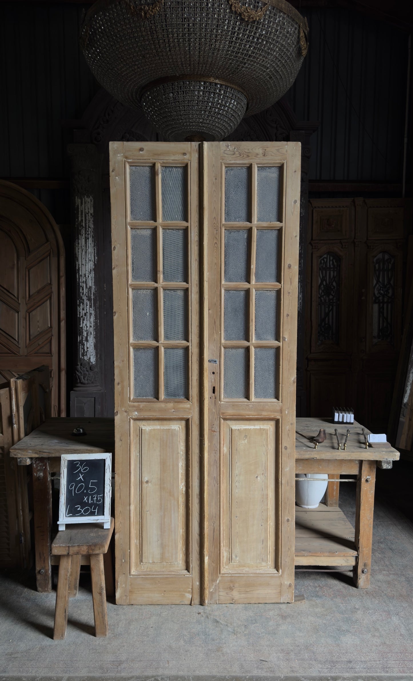 8 Lite Glass Antique French Doors - 36x90.5 - L304