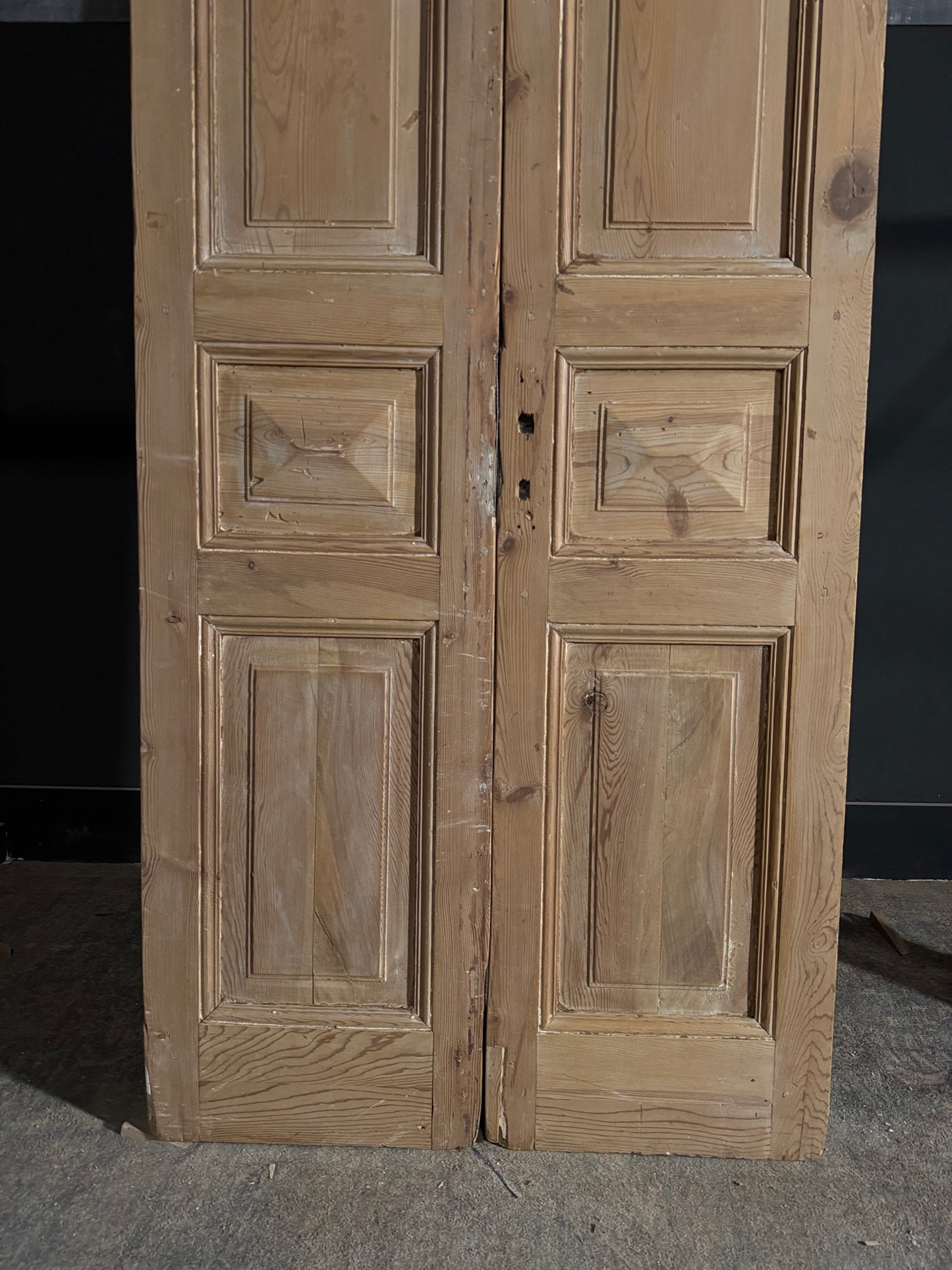 Antique 3 Panel Solid Double Doors - 36.25x96 - N532