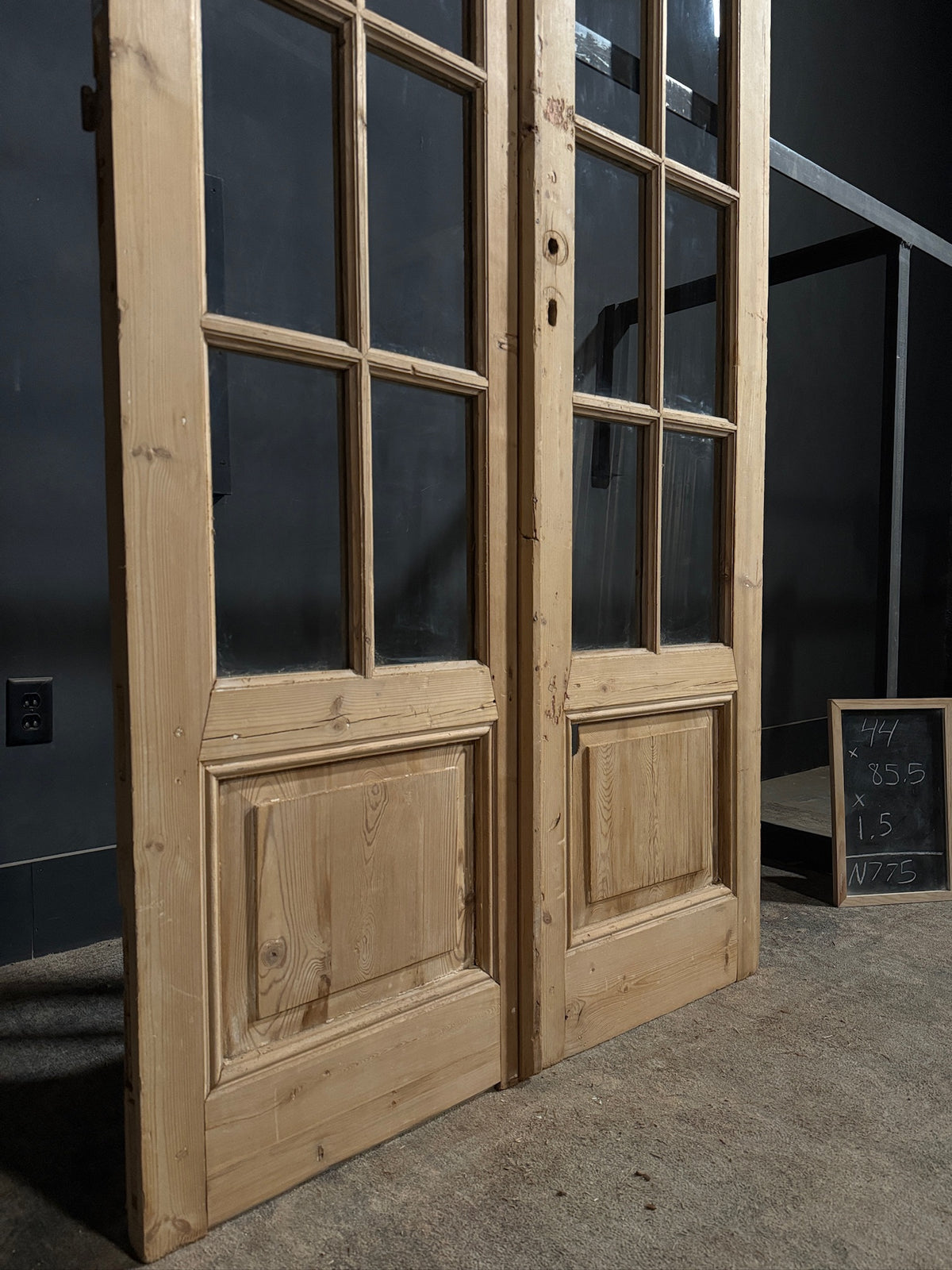 Antique Raised Panel Glass French Doors - 44x85.5 - N775