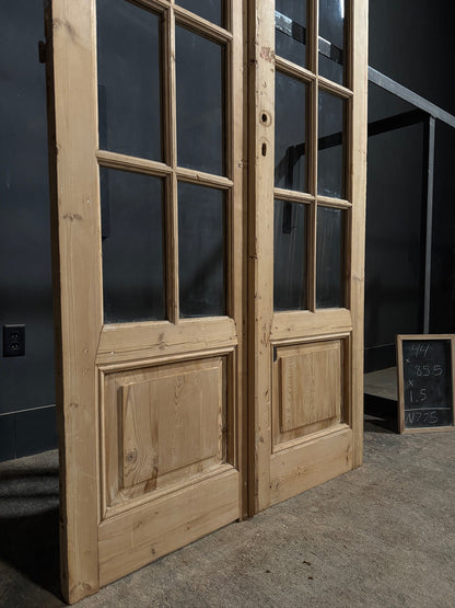 Antique Raised Panel Glass French Doors - 44x85.5 - N775