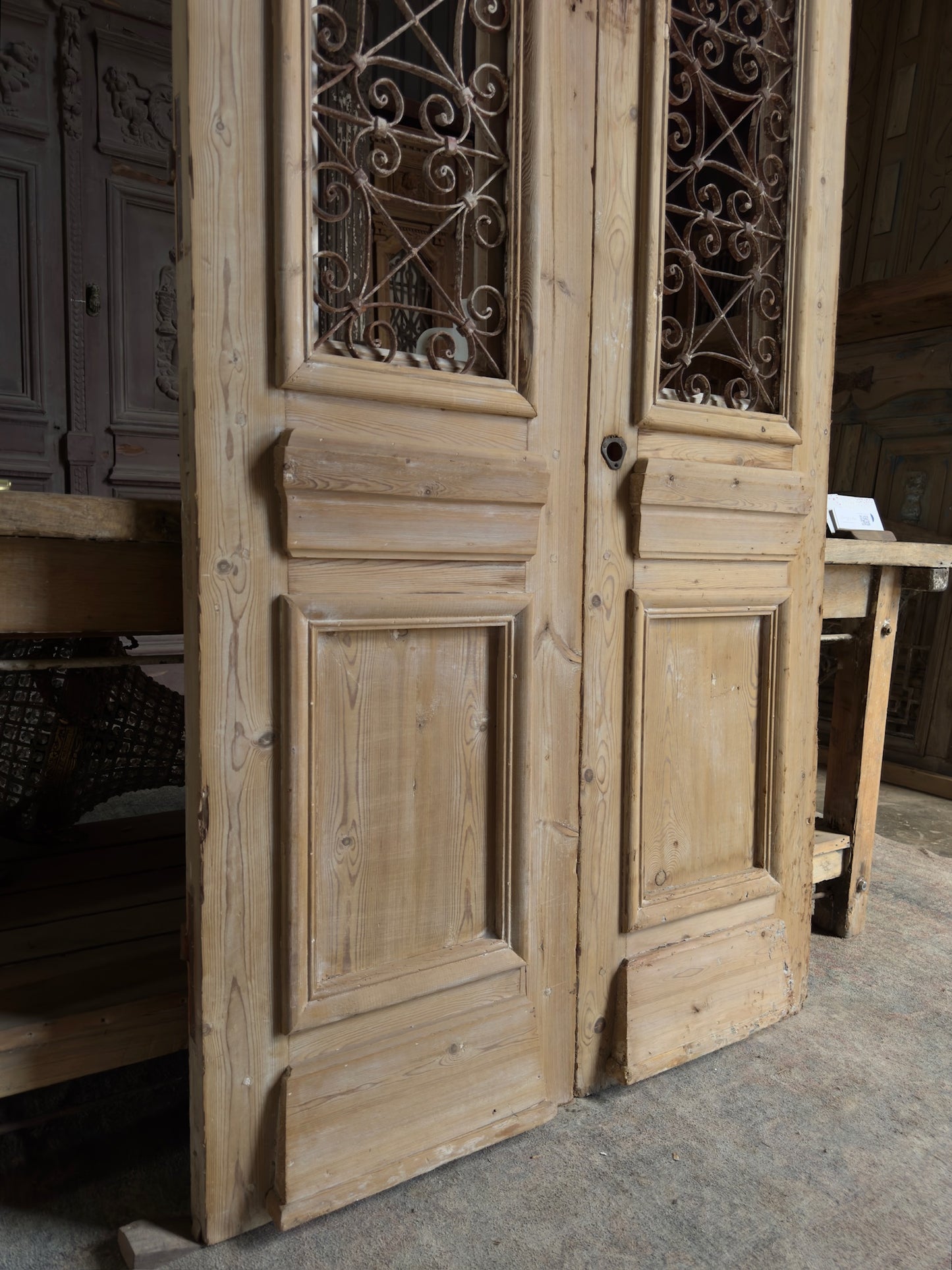 Stately Antique Iron French Doors - 39.5x87.5 K167