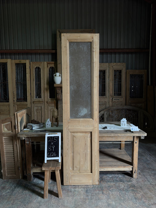 Antique Open Glass Single Door - 21.5x89 G126