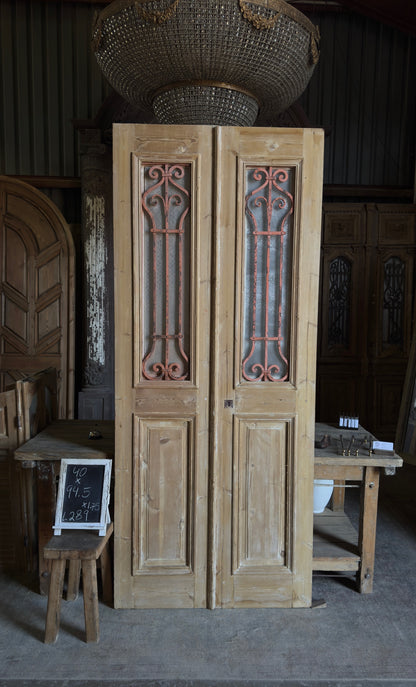 Elegant Antique Iron French Doors - 40x94.5 - L289