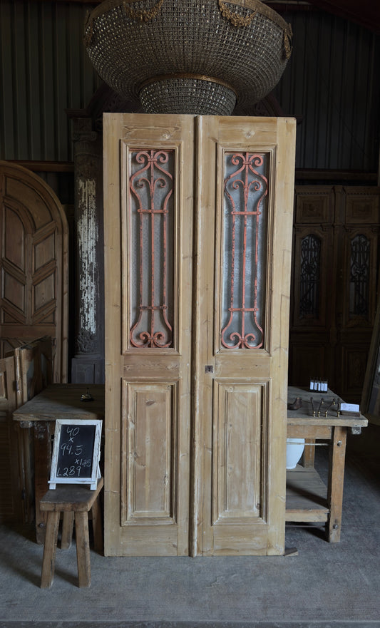 Elegant Antique Iron French Doors - 40x94.5 - L289