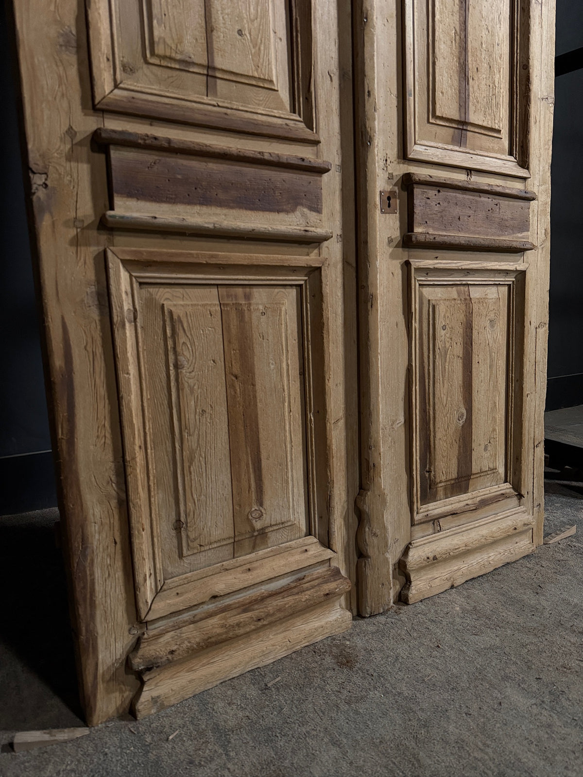 Antique Carved 3 Panel Double Doors - 47.5x90 - N706