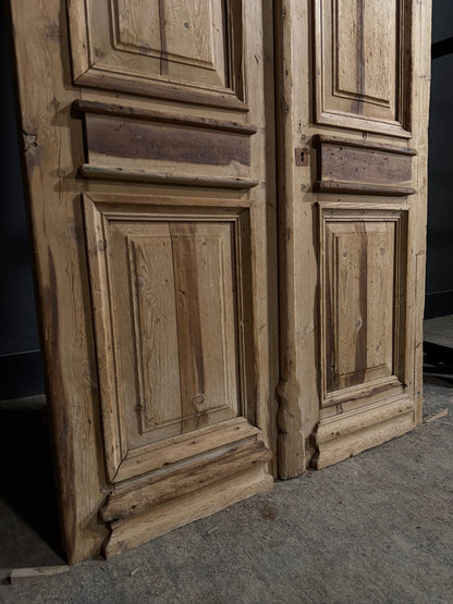 Antique Carved 3 Panel Double Doors - 47.5x90 - N706