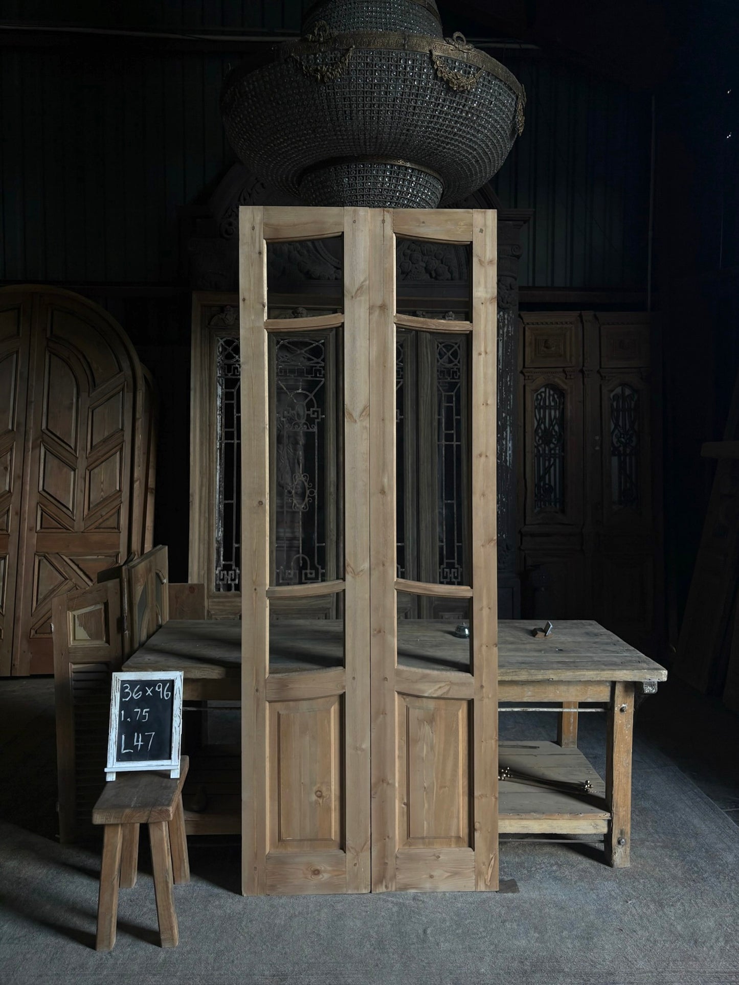 (Camille) Handcrafted Glass French Doors - 36x96 L47