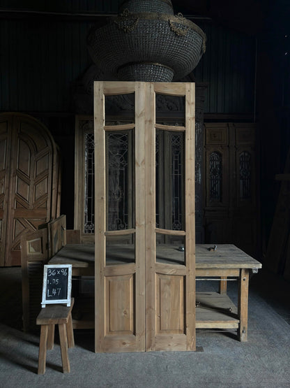 (Camille) Handcrafted Glass French Doors - 36x96 L47