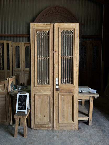 Simple Antique Iron French Doors - 40.5x90.25 J3