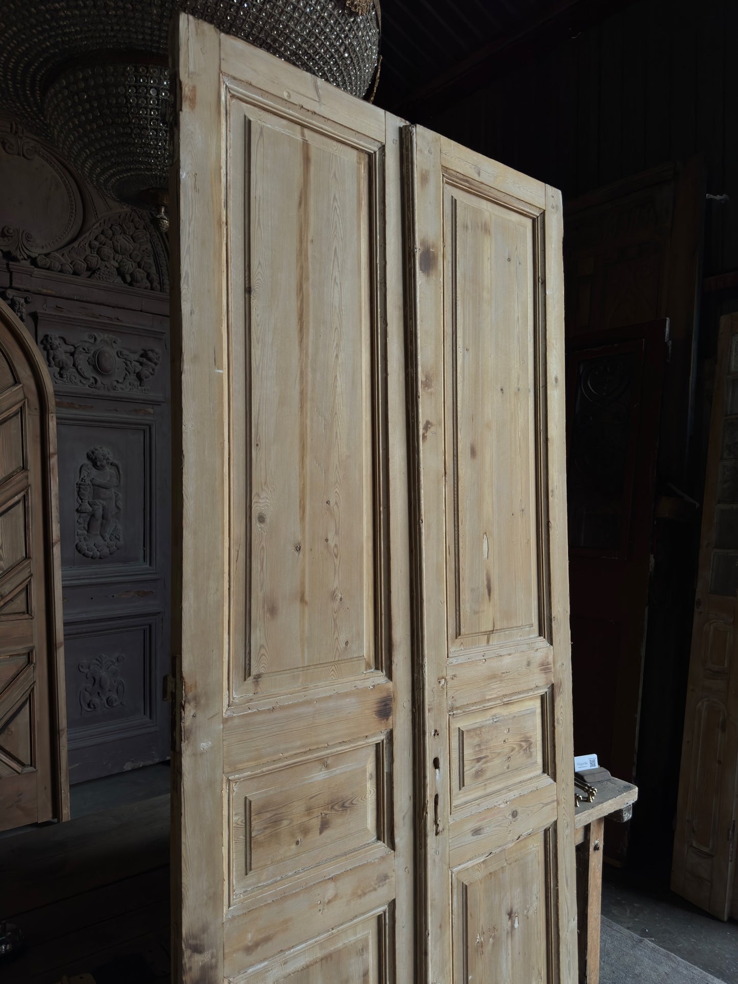 3 Panel Antique Solid French Doors - 43x98 - L351