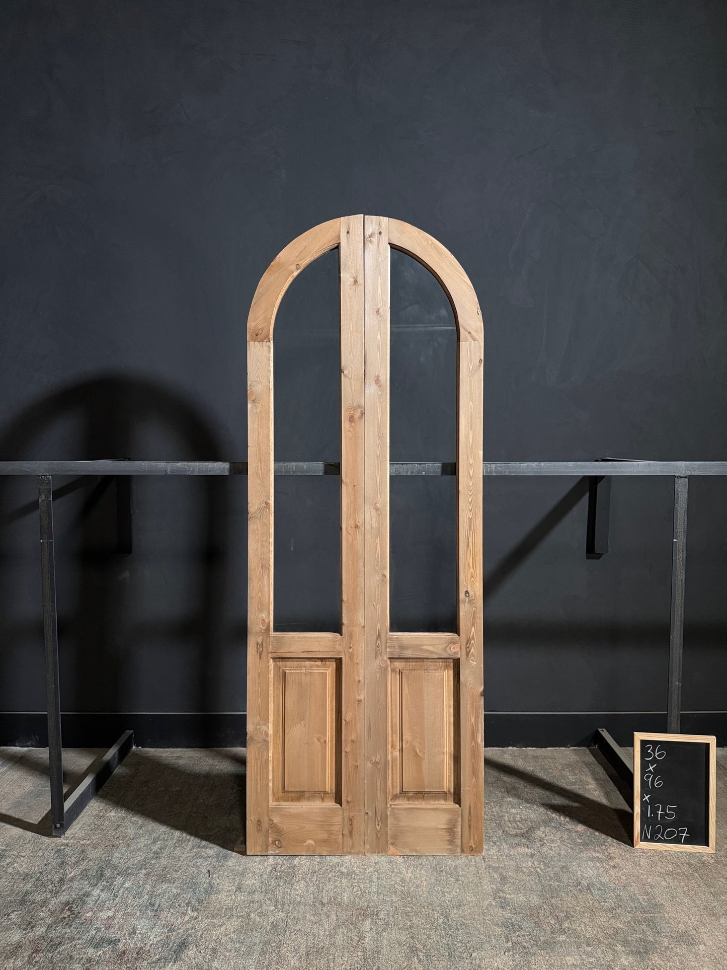 Handcrafted 2 Panel Arched Glass Double Doors - 36x96 - N207