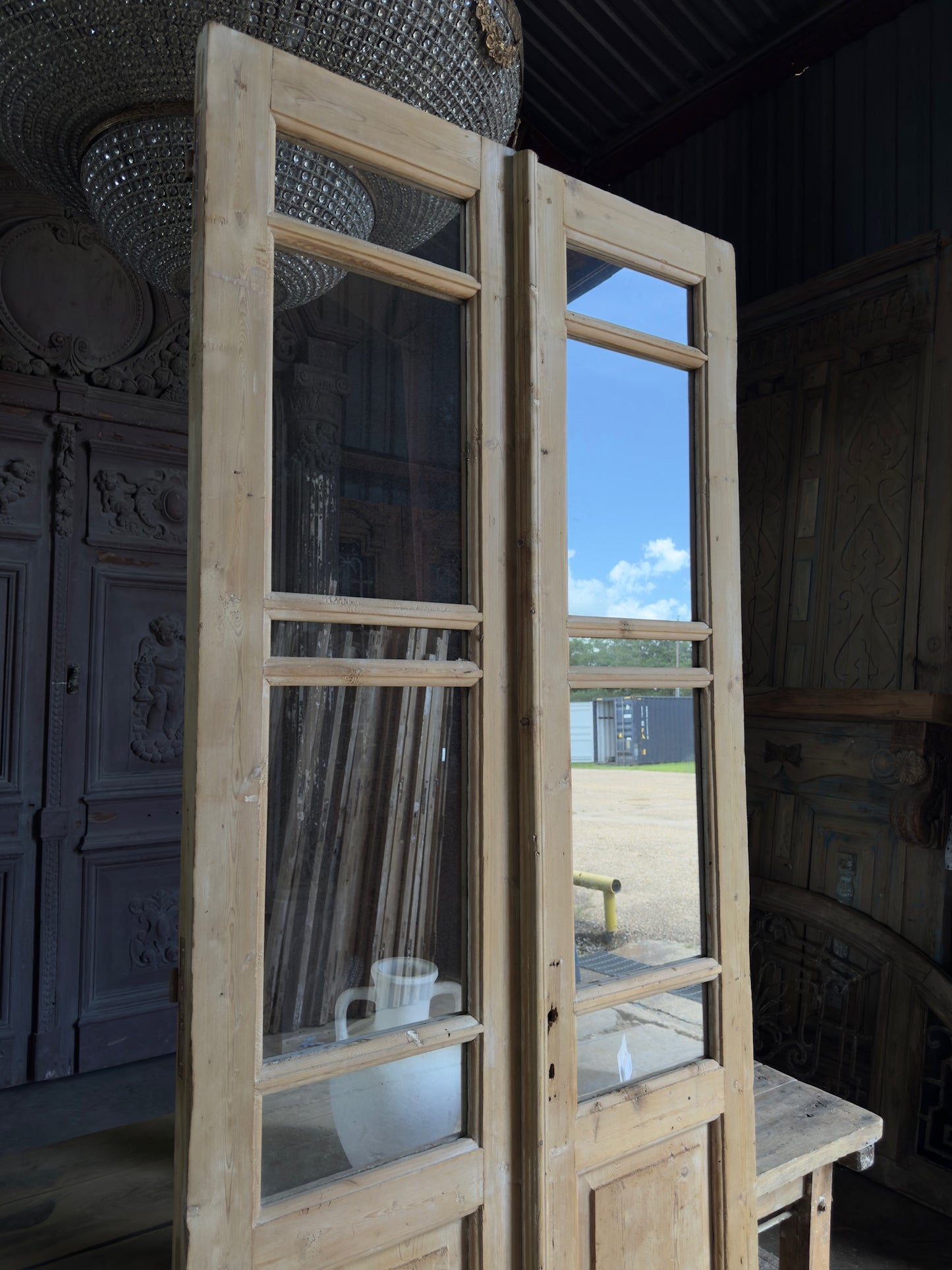 5 Lite Glass Antique French Doors - 39.25x98.5 K81