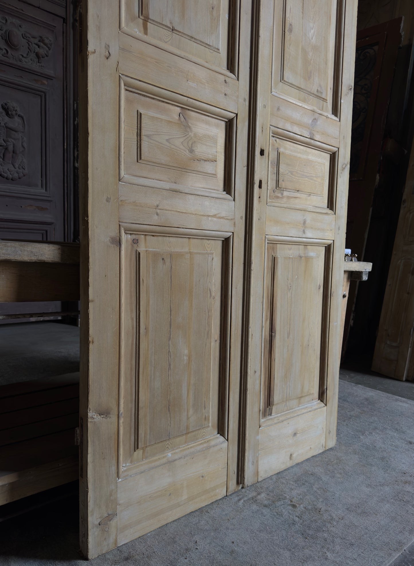 3 Panel Antique Solid French Doors - 43.5x99.5 - L383
