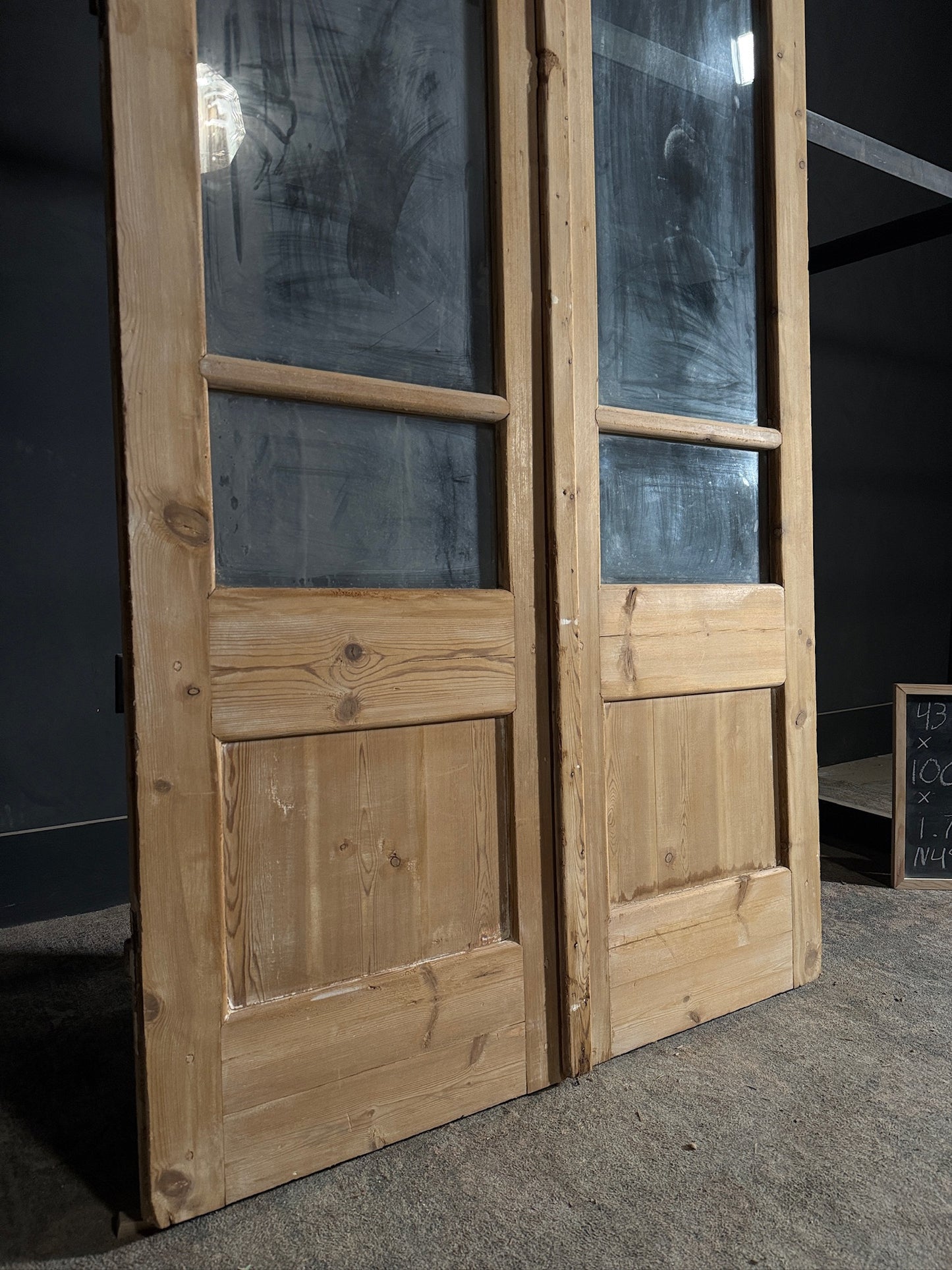 Antique Obscured Glass French Doors - 43.75x100.25 - N490