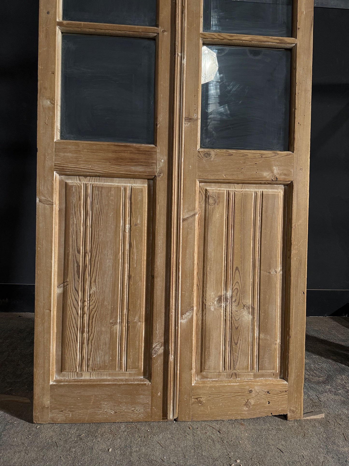 Antique Obscured Glass 3 Lite French Doors - 36.5x85.5 - N576