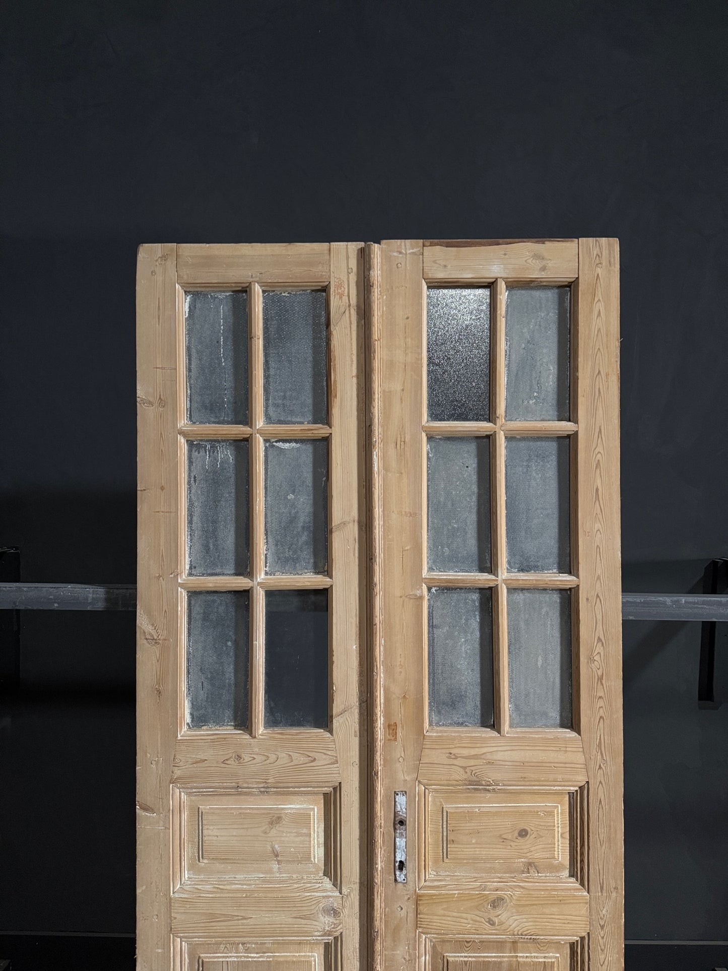 Antique Obscured Glass 6 Lite French Doors - 40.5x90 - N98