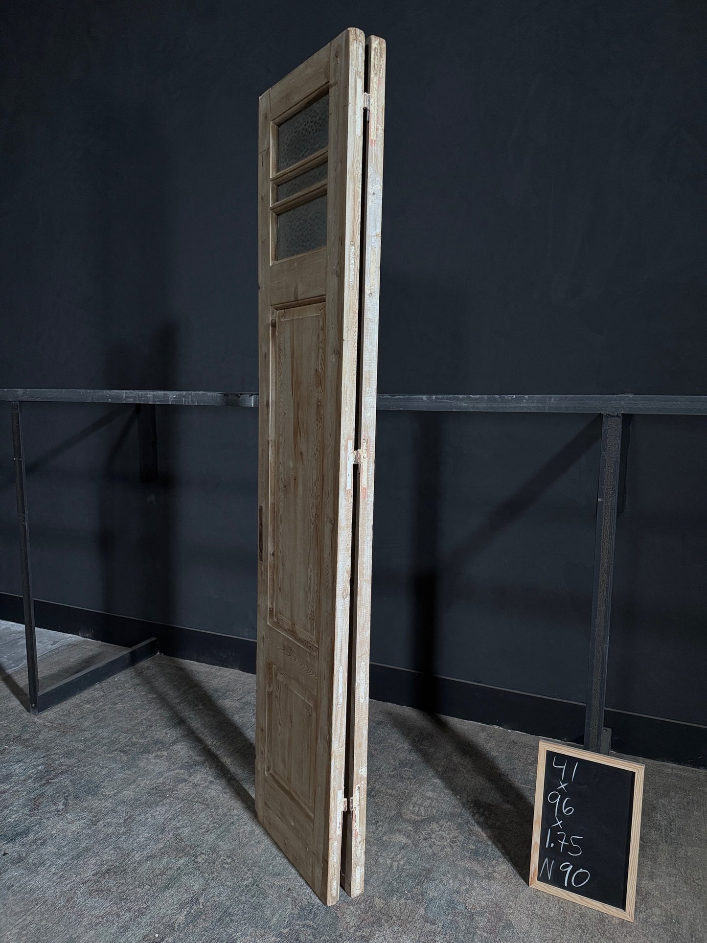 Antique Obscured Glass 3 Lite French Doors - 41x96 - N90