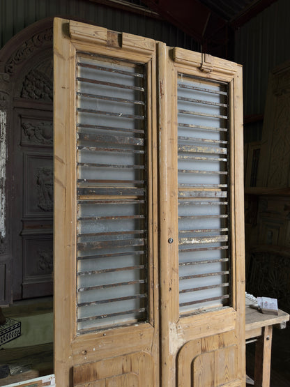 Horizontal Pattern Antique Iron French Doors - 43.5x94 J35