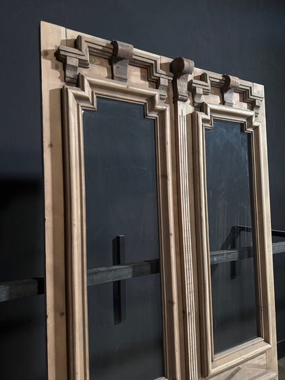 Antique Architectural Fluted Glass French Doors - 48.5x96.5 - N708