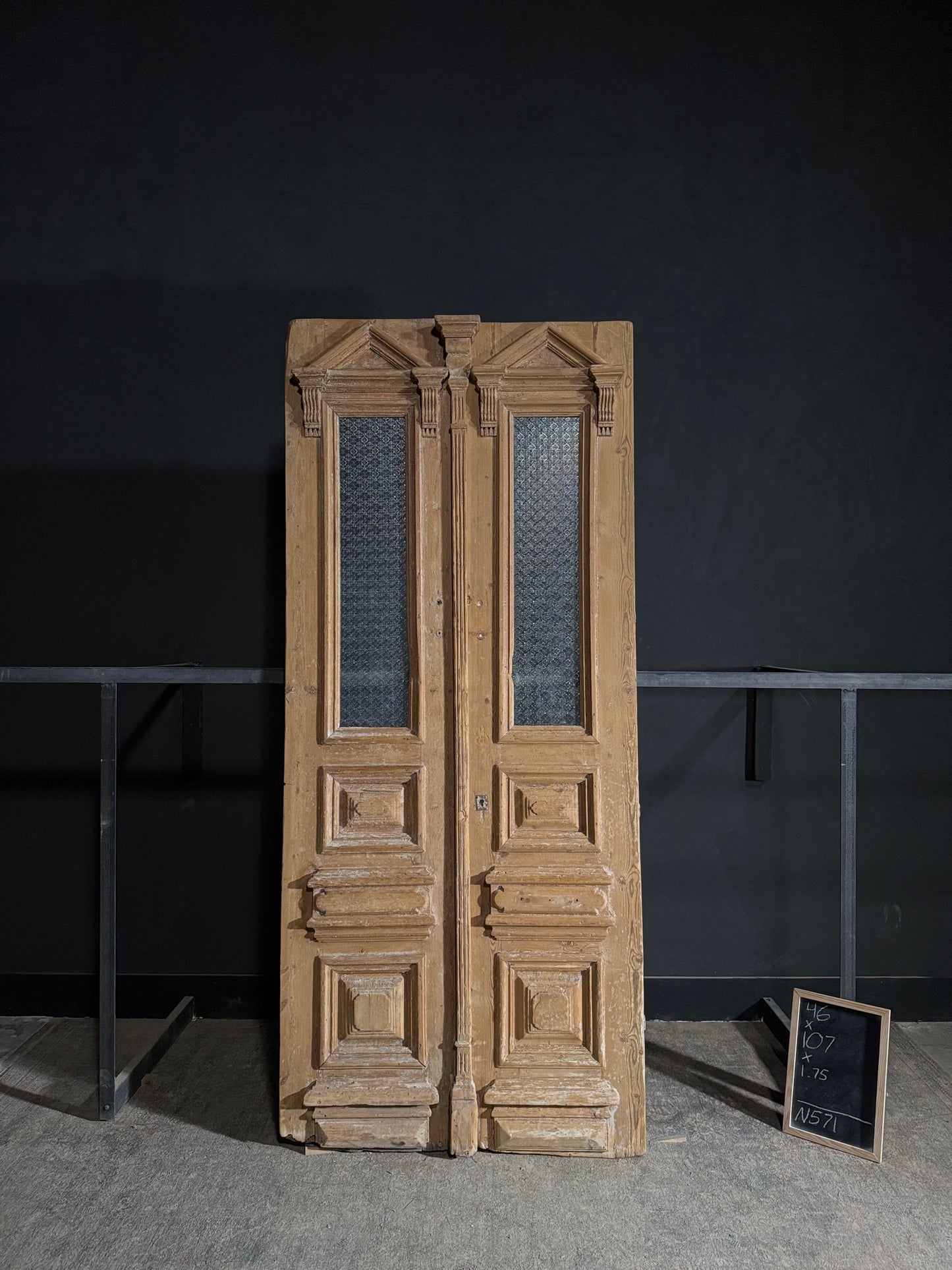 Antique Carved Iron French Doors - 46x107 - N571