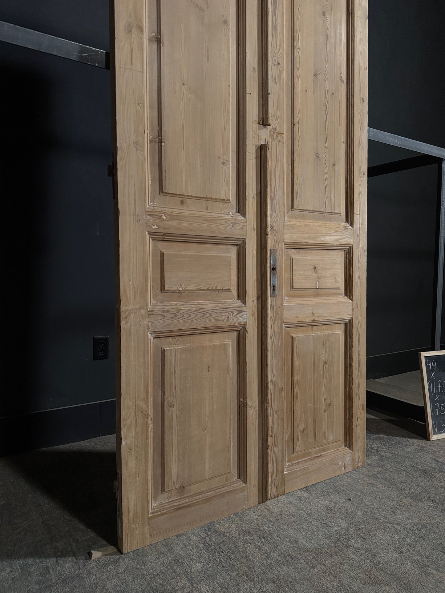 Antique 3 Panel Solid Double Doors - 44x91.75 - N387