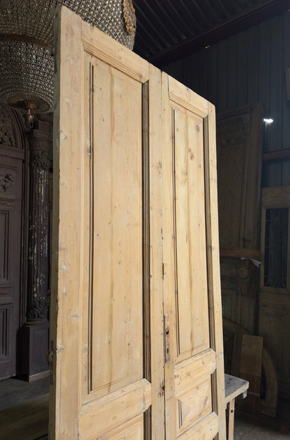 3 Panel Antique Solid French Doors - 43x100.5 K363