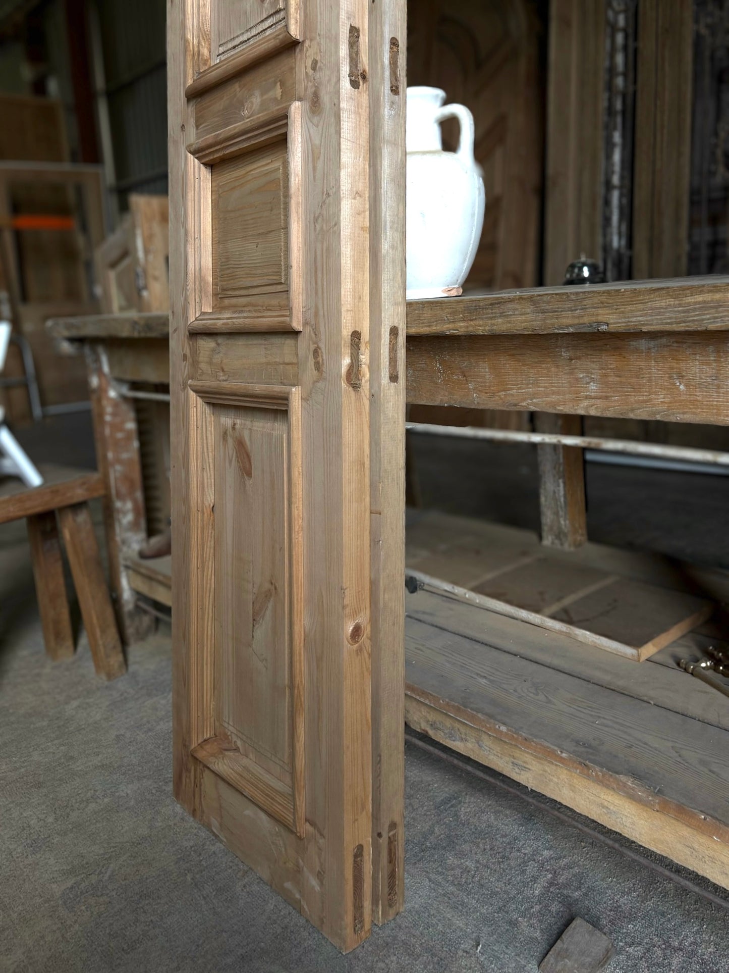 Handcrafted 3 Panel Arched Carved French Doors - 36x96 K5