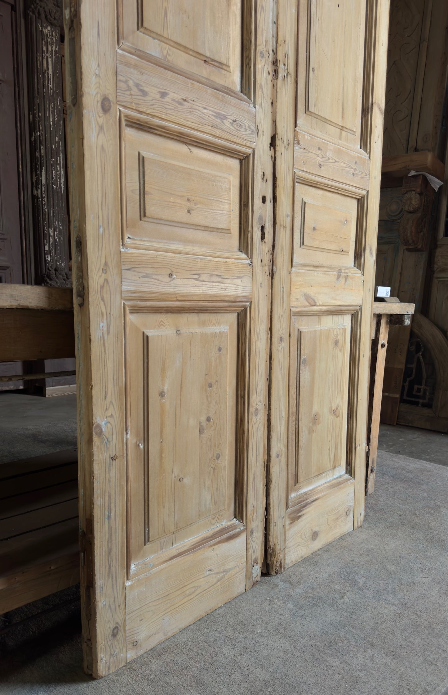 3 Panel Antique Solid French Doors - 43x97 K421