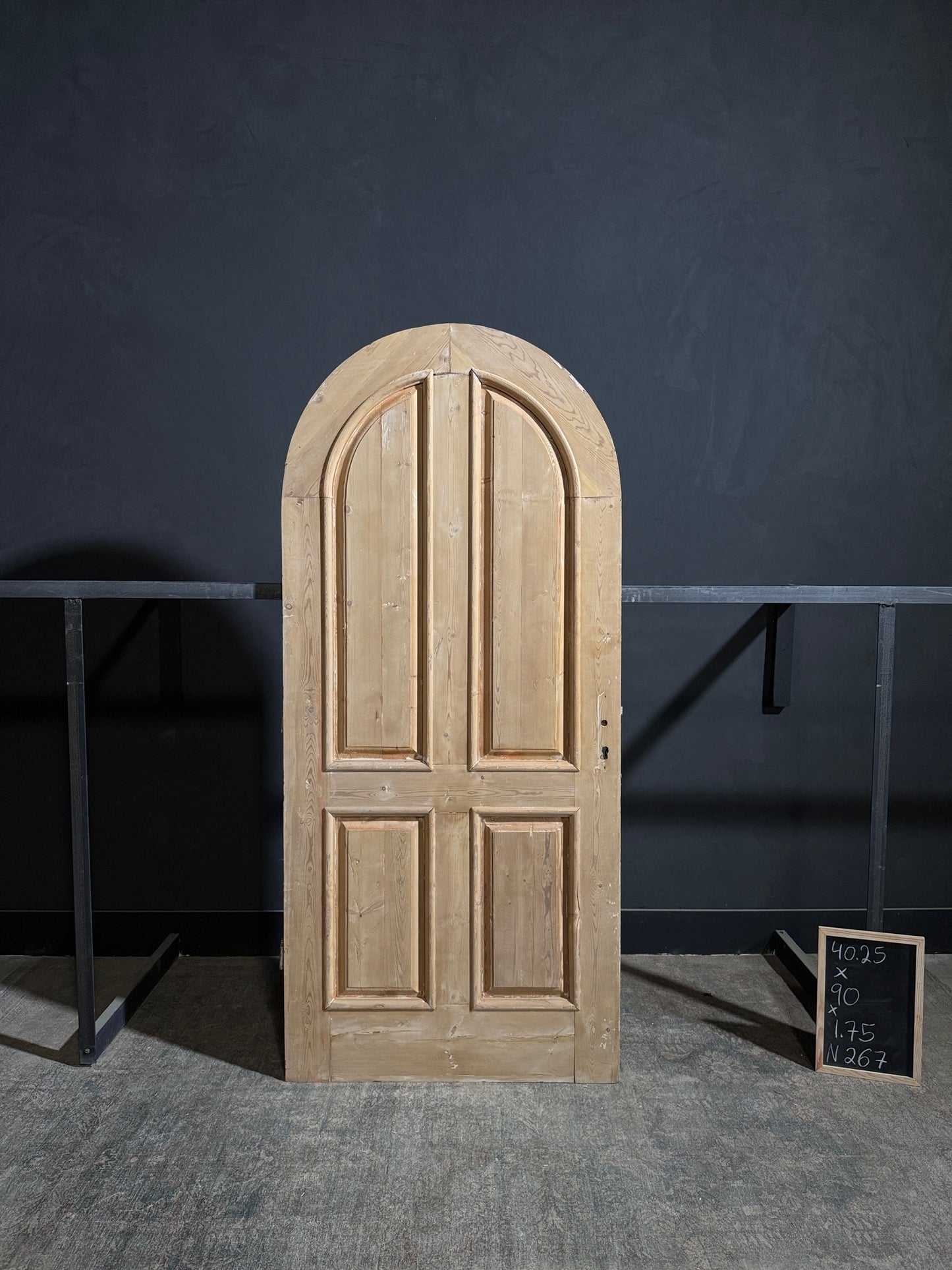 Antique 4 Panel Arched Solid Single Door - 40.25x90 - N267