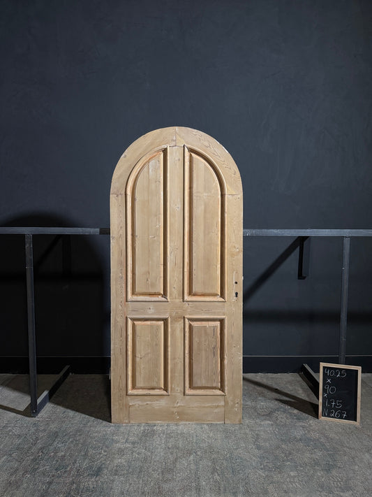 Antique 4 Panel Arched Solid Single Door - 40.25x90 - N267