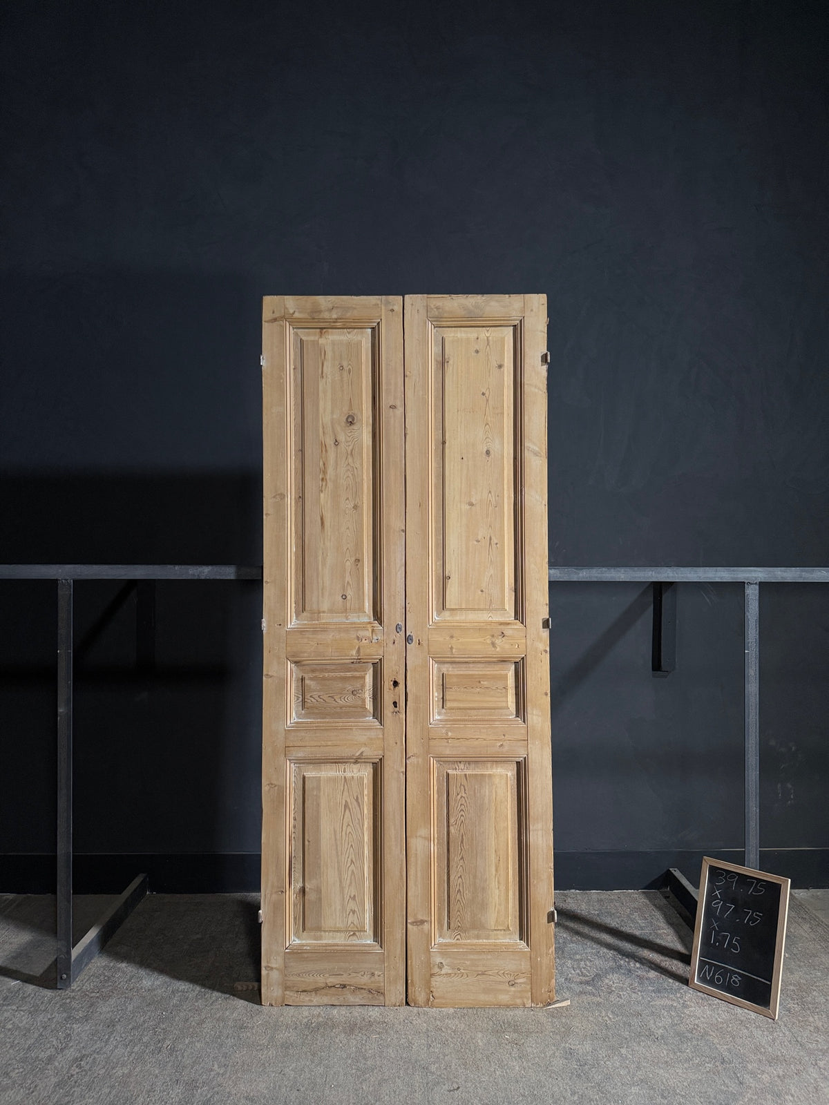 Antique 3 Panel Solid Double Doors - 39.75x97.75 - N618