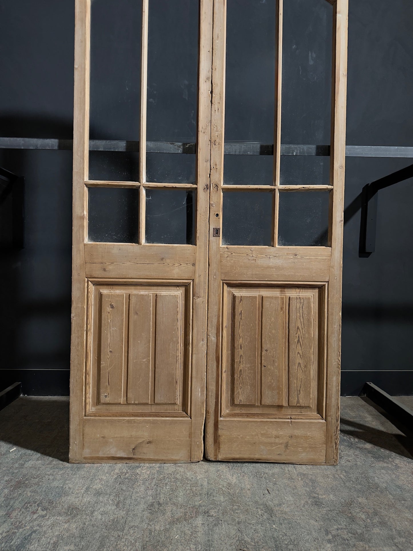 Antique Glass 4 Lite Arched French Doors - 50x96 - N246