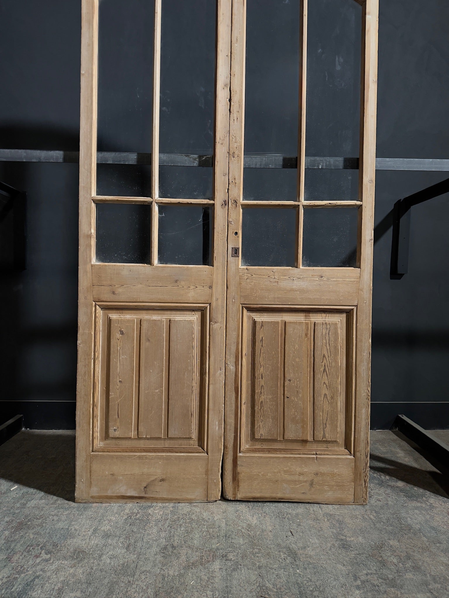 Antique Glass 4 Lite Arched French Doors - 50x96 - N246