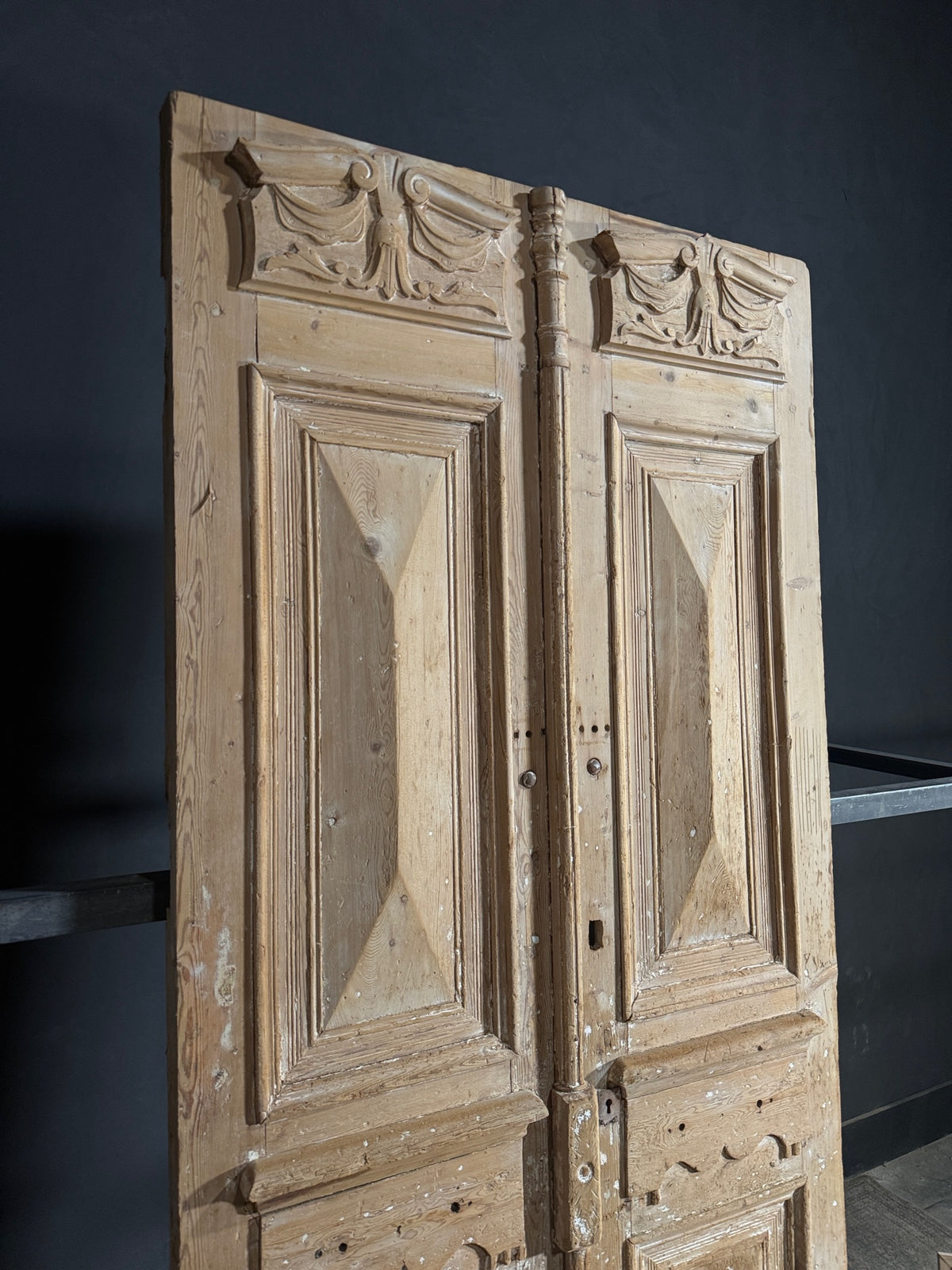 Antique Carved 4 Panel Double Doors - 44x99 - N651
